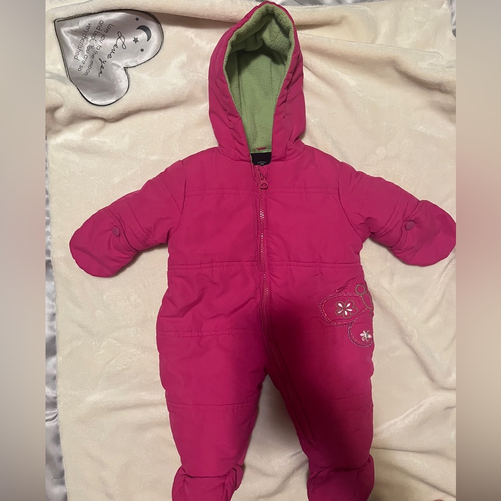 4/40$ Faded Glory Bright Pink Baby Snowsuit